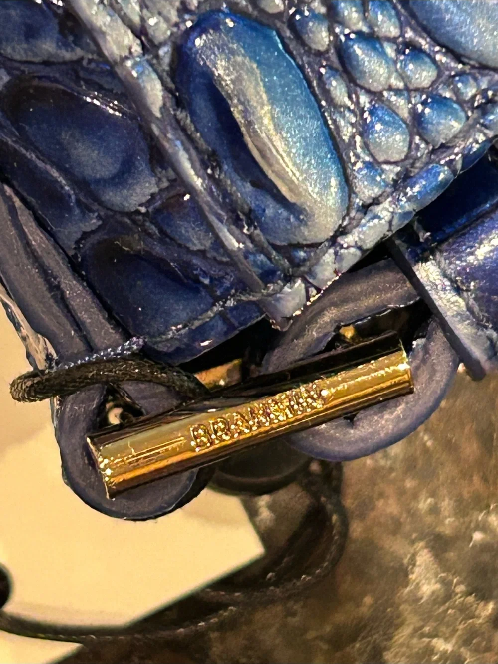 NWT Brahmin Vista Blue Ombré Melbourne Embossed Leather Crossbody Gold Hardware